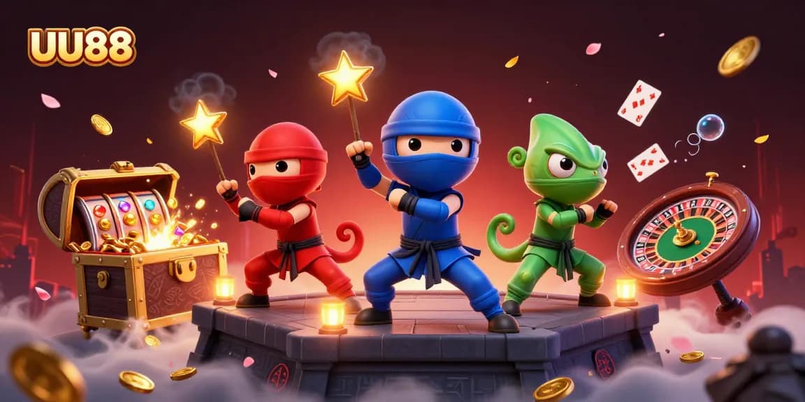 Experience the thrill of betting with UU88: a vibrant casino scene featuring chameleons and exciting game elements.