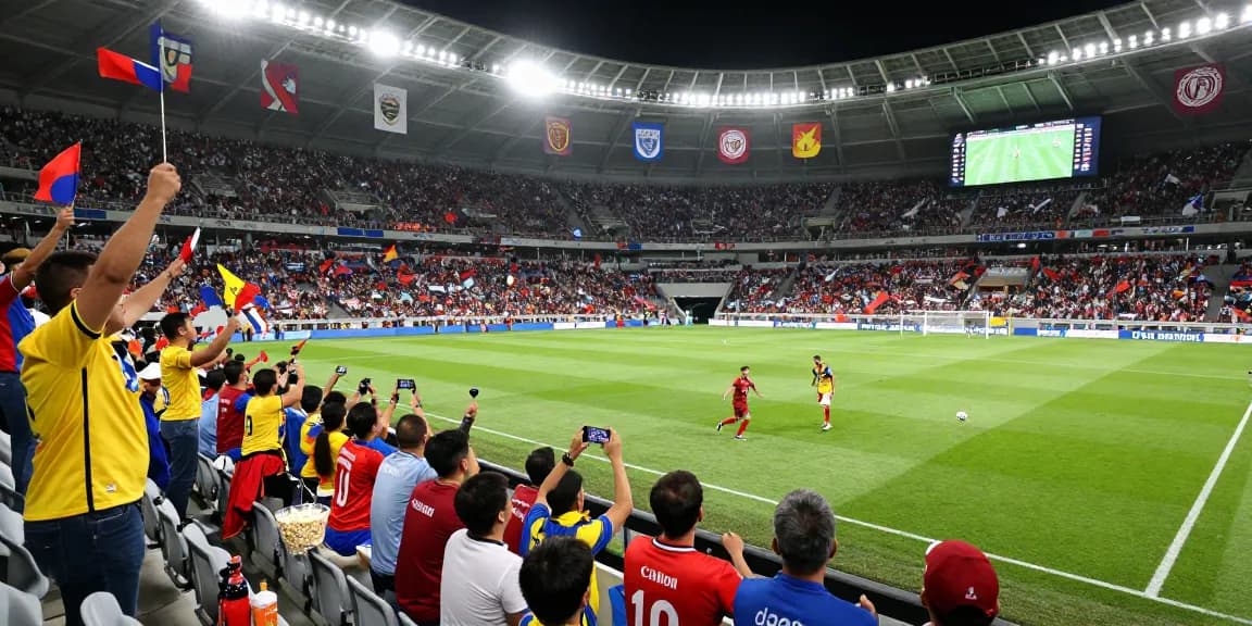 Live soccer match featuring cheering fans and players, showcasing رابط مباريات اليوم in action.