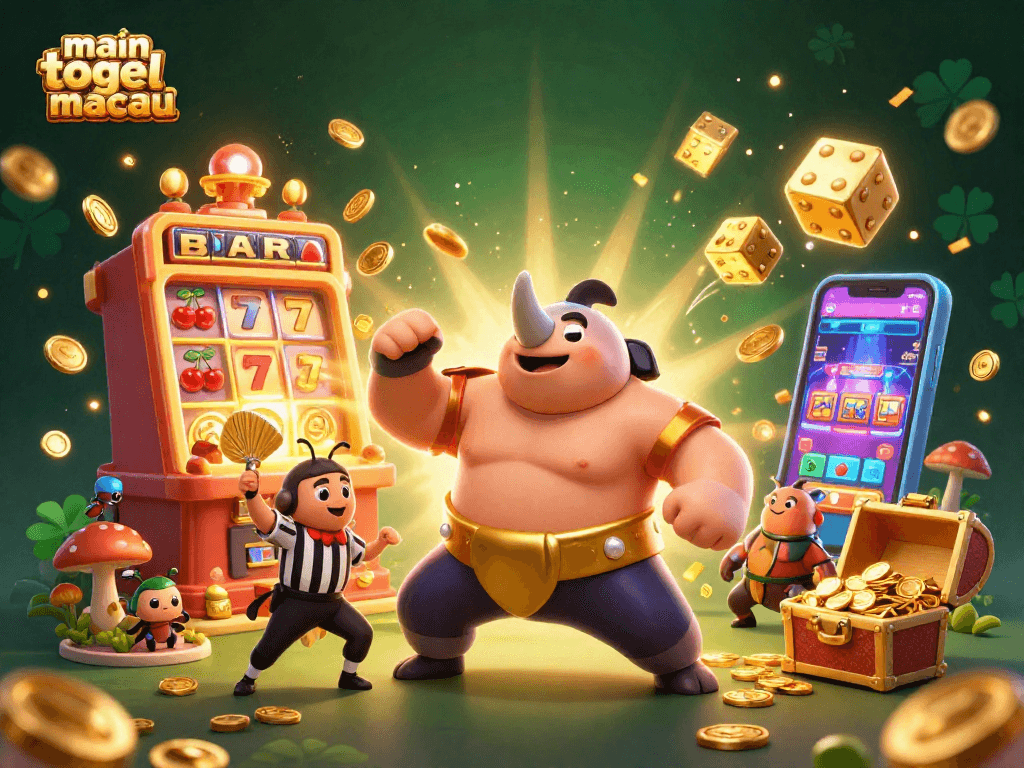 Main togel macau menyajikan ilustrasi juara sumo kepiting rhinoceros 3D yang menginspirasi dengan koin emas berterbangan