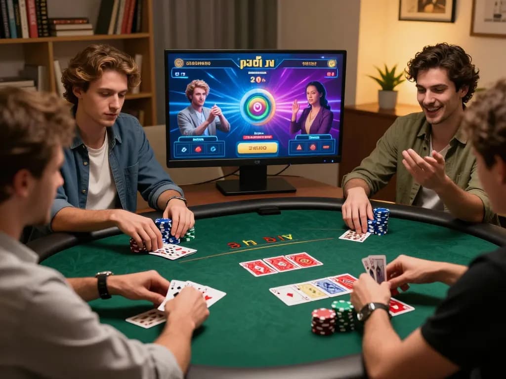 Players engaged in keonhacai online poker, showcasing strategy and excitement in a modern gaming environment.