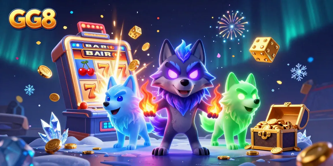 Experience thrilling slots with GG8 in a vibrant casino scene with dynamic energy.
