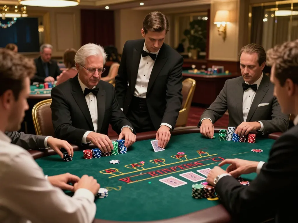 Players at nhà cái gg88's blackjack table, showcasing high stakes and strategic gameplay in a luxury casino