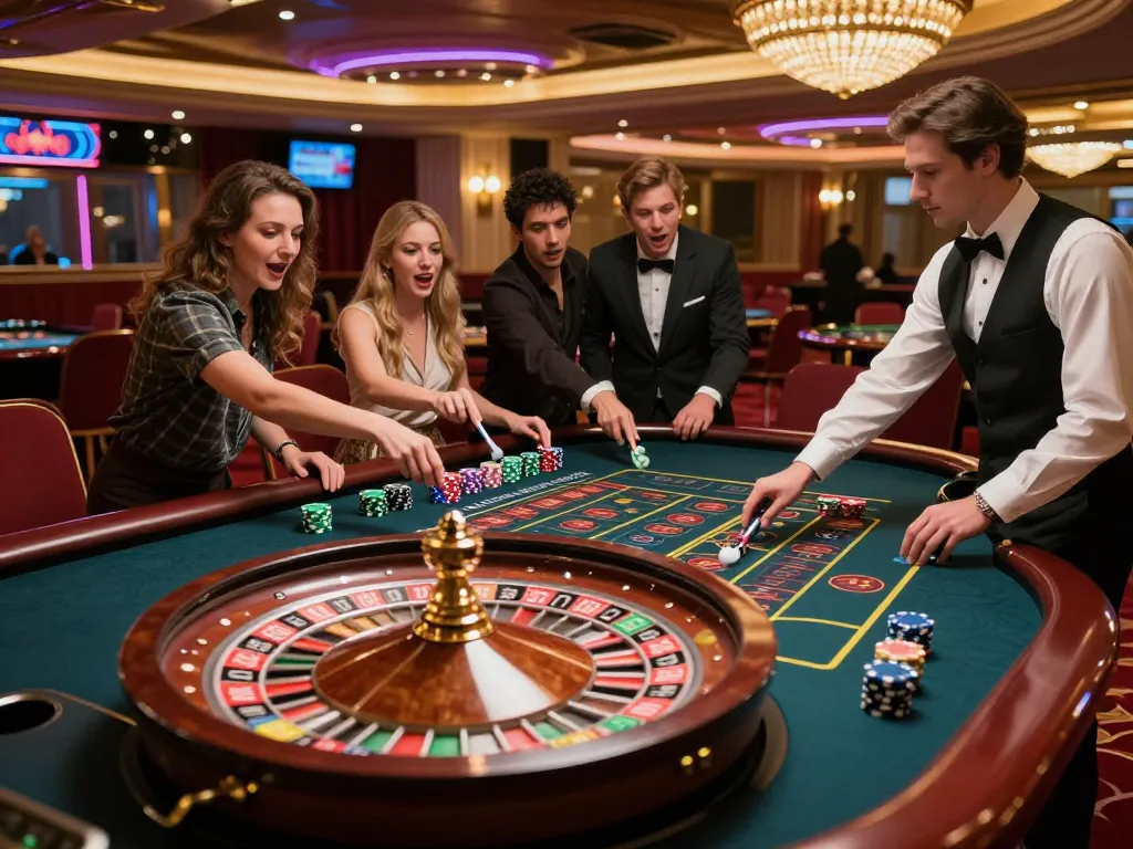 Players enjoying a roulette game at a vibrant casino official website showcasing thrilling gameplay.