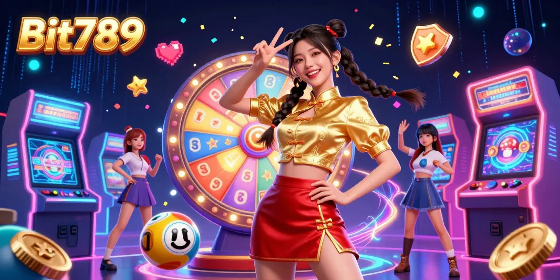 Experience excitement at Bit789 with a vivid 3D illustration showcasing vibrant characters and thrilling gaming elements.