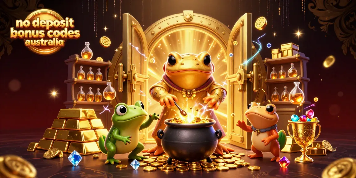 Win big with no deposit bonus codes australia in a vibrant casino-themed illustration featuring a golden salamander alchemist.