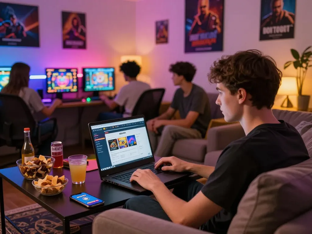Exciting KDSLOTS online gaming experience with friends in a cozy environment.