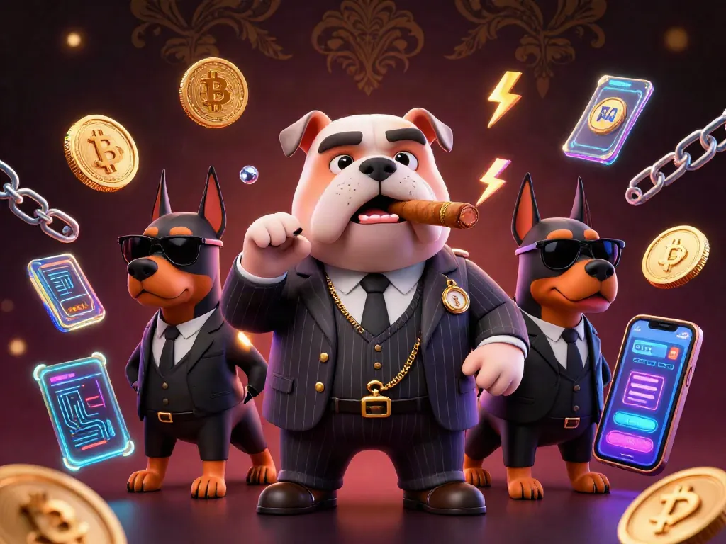 Win big with U31 as a cartoon bulldog and bodyguards navigate a vibrant casino scene.