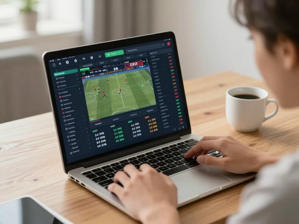 uu88 user placing strategic bets on live sports events at home with laptop