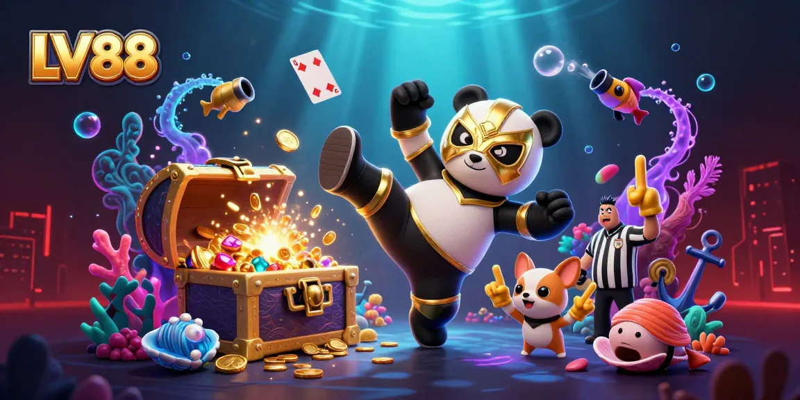 Experience epic gaming moments at LV88 with lively animal characters and vibrant casino elements.