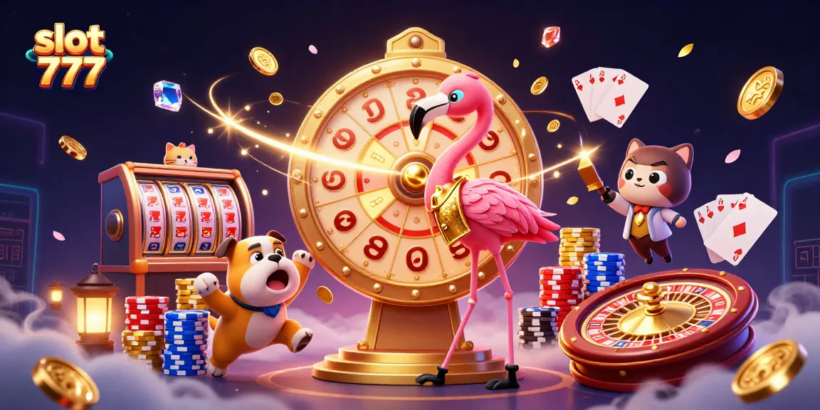 Engage with slot 777 through an exciting 3D illustration of joyous gameplay with vibrant casino elements.