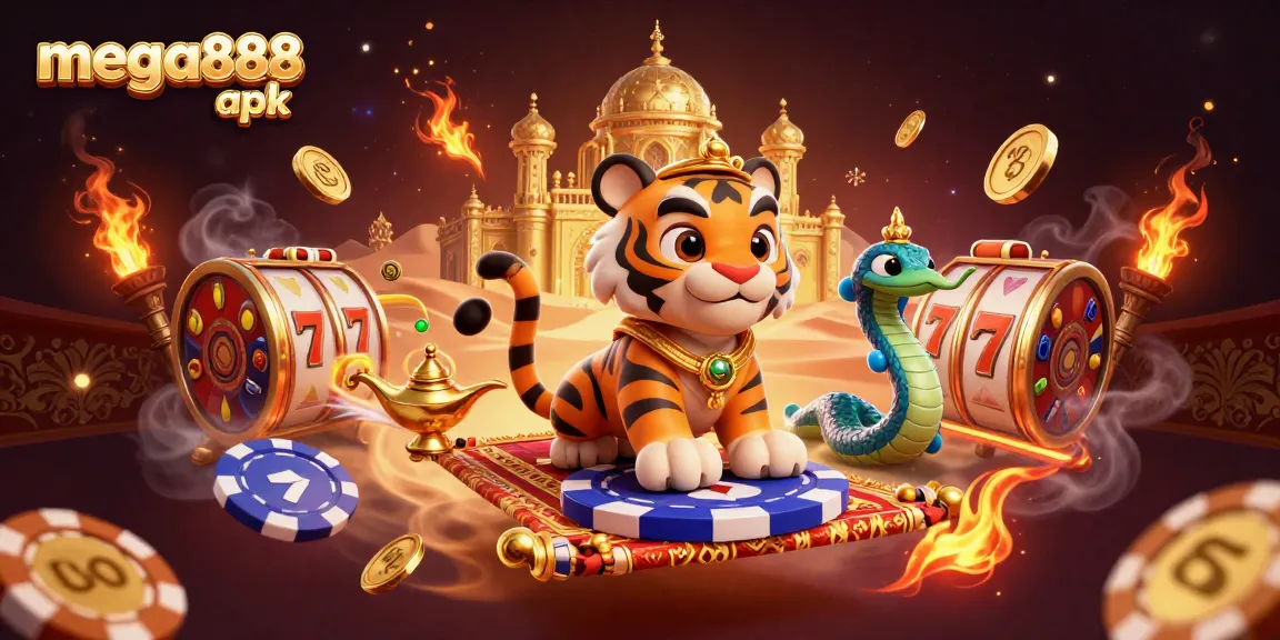 Alami keterujaan mega888 apk dengan imej kasino yang mendalam, menampilkan slot dan elemen emas