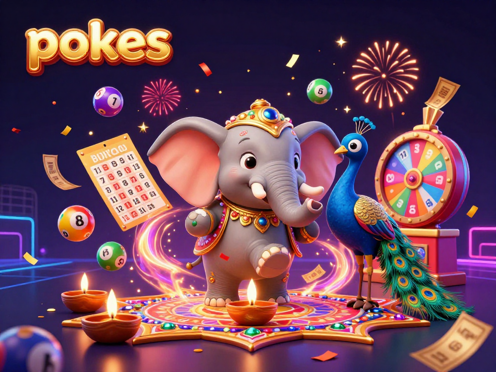 Engage with pokies in this vibrant 3D illustration showcasing exciting casino elements and festive characters.
