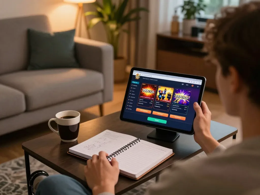 Player engaging with the 789club casino app on a cozy sofa, showcasing convenient at-home gaming.