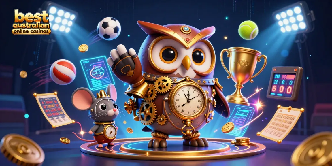 Experience thrilling action at the best australian online casinos with a vibrant 3D illustration.