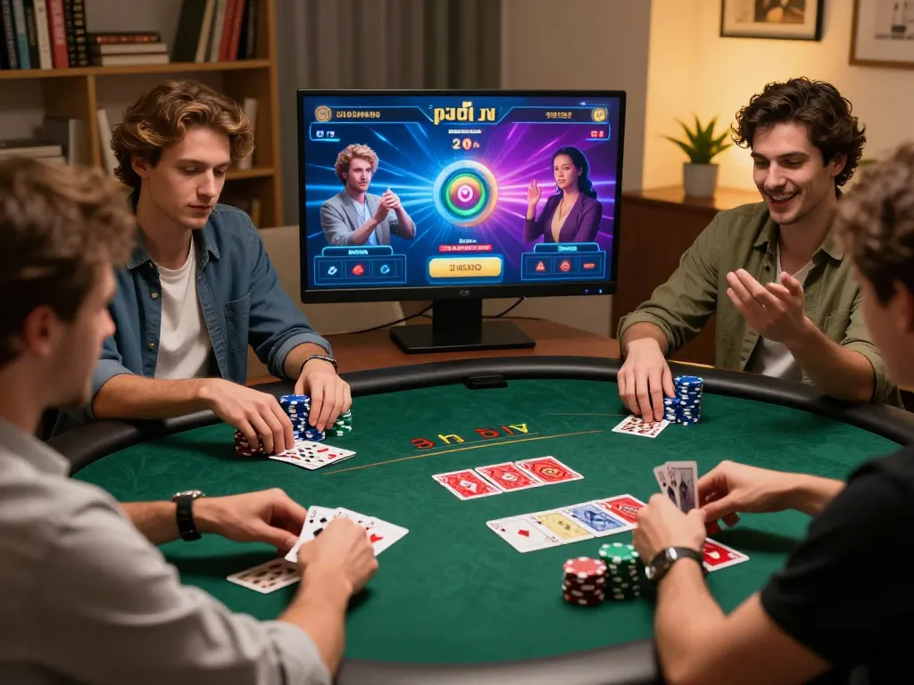 Players engaged in keonhacai online poker, showcasing strategy and excitement in a modern gaming environment.
