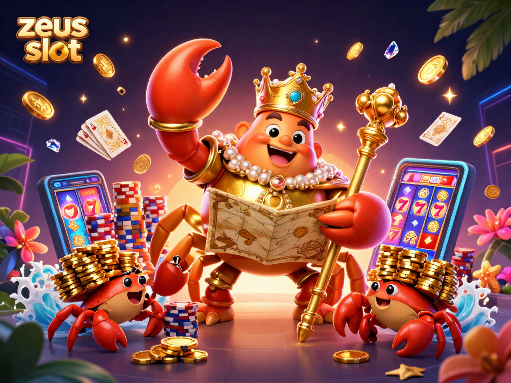 Experience the thrilling zeus slot with vibrant characters and dynamic casino elements in this 3D illustration.