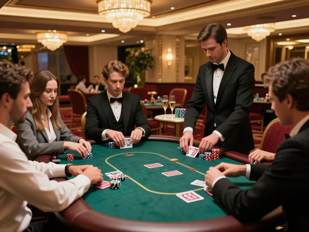 A high-stakes poker game at Iwin's exclusive table showcasing strategic play.