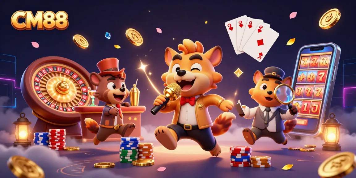 Engage with CM88's vibrant casino experience featuring hyenas entertaining with comedy and games.