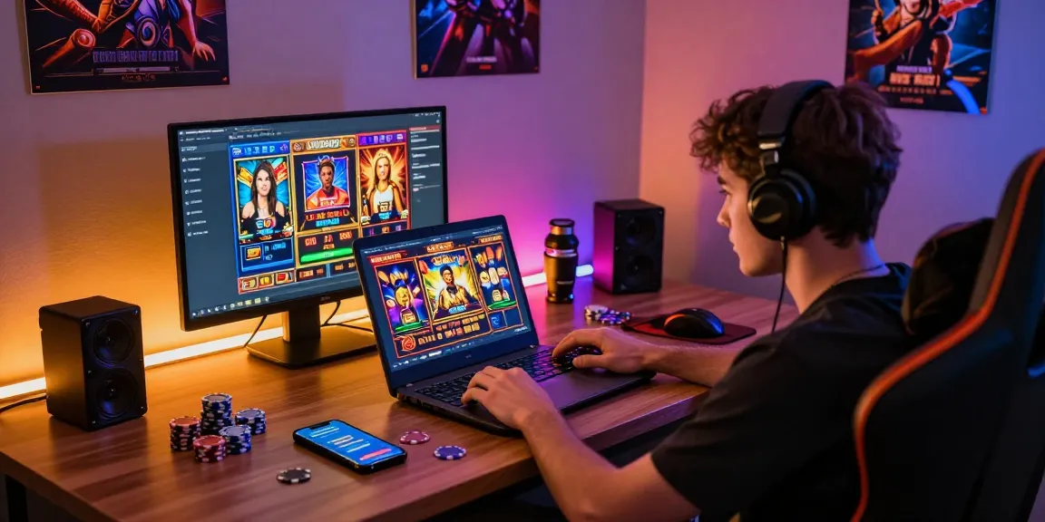 Exciting ngamenjitu online gaming scene with a player immersed in slot games.