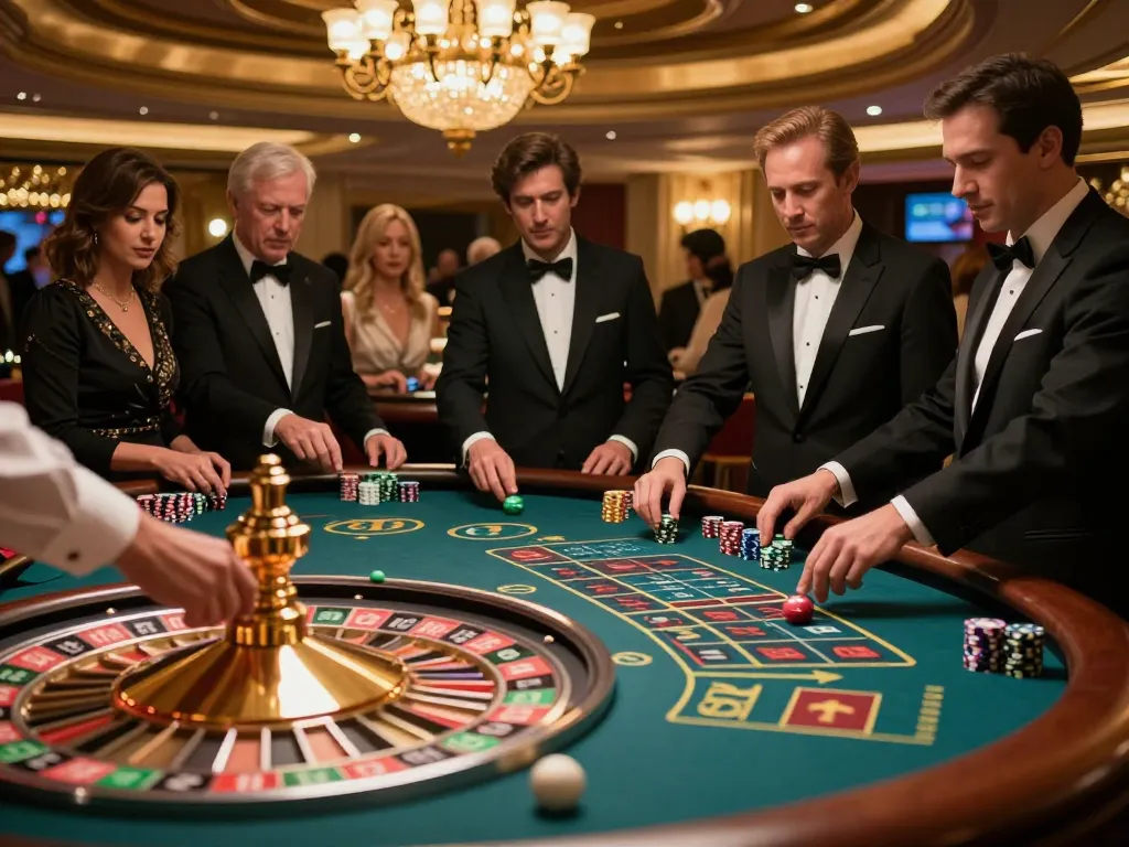 UGDEWA players eagerly watch the spinning roulette ball, capturing the excitement of casino gaming.