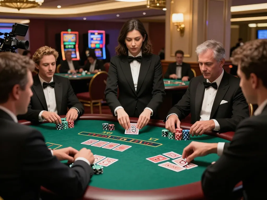Players engaging at the B52CLUB blackjack table, showcasing excitement and strategy in a luxury casino environment.