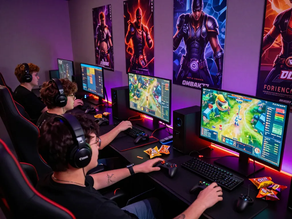 Experience the excitement of OMBAK77 with players immersed in dynamic online gaming.