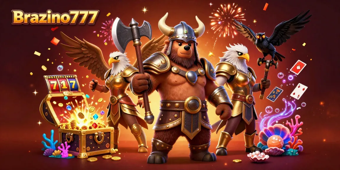 Brazino777 features an exciting scene with characters and slot game elements showcasing the thrill of winning.