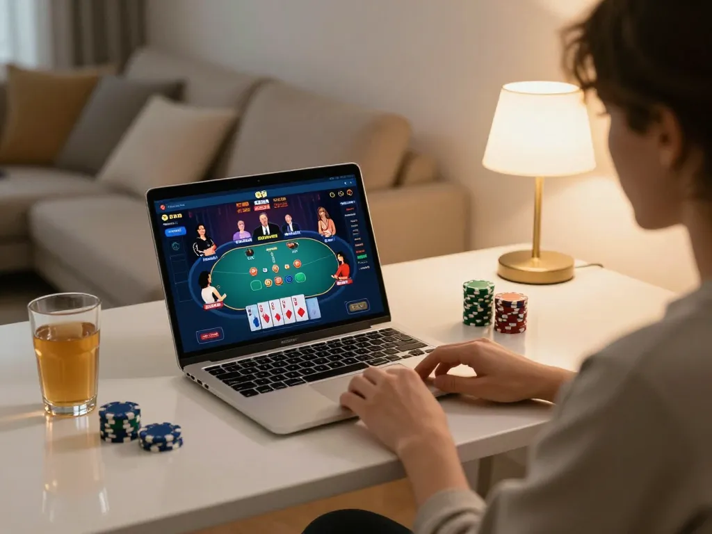Player optimizes bankroll strategies in online poker game 5679 from home setup