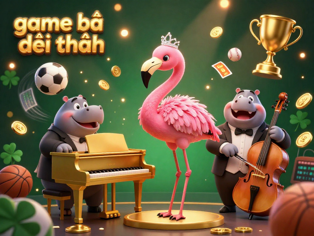 Experience the excitement of game bài đổi thưởng with a vibrant 3D illustration showcasing dynamic sports elements and casino ambiance.