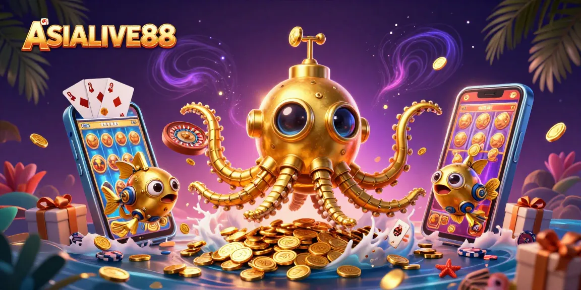 Spin the reels at ASIALIVE88 with a vibrant 3D scene of gaming extravaganza showcasing excitement and winnings.
