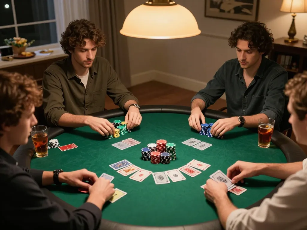 Engaged players enjoying a home poker game at go8, showcasing excitement and strategies in action.