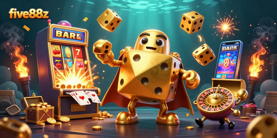 Experience thrilling gameplay with five88z in an exciting casino-themed illustration featuring vibrant characters and elements.