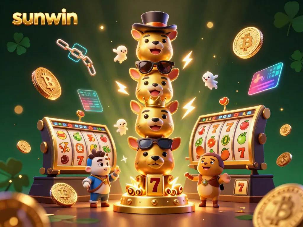 Experience sunwin's dynamic casino environment with a golden totem pole and vibrant gaming elements.