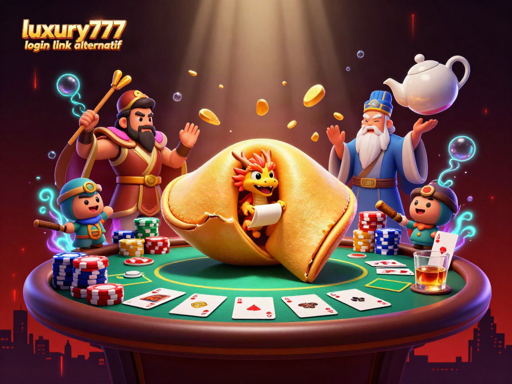 Tautan masuk alternatif luxury777 memperlihatkan suasana kasino yang berkilauan dengan elemen permainan yang menarik.