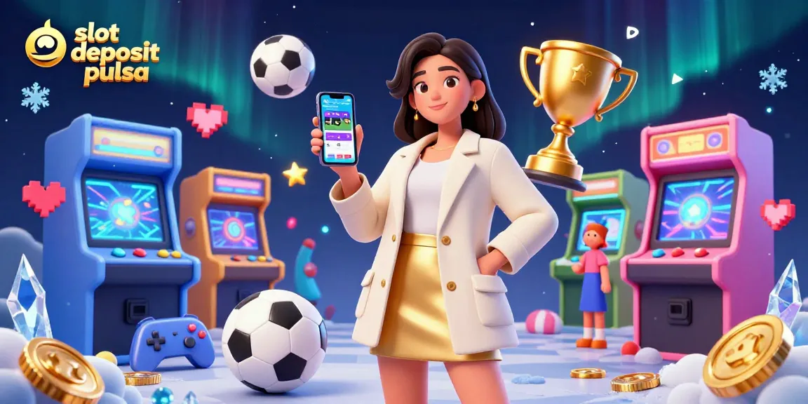 Experience the excitement of slot deposit pulsa with a vibrant 3D gaming scene showcasing thrilling casino elements.