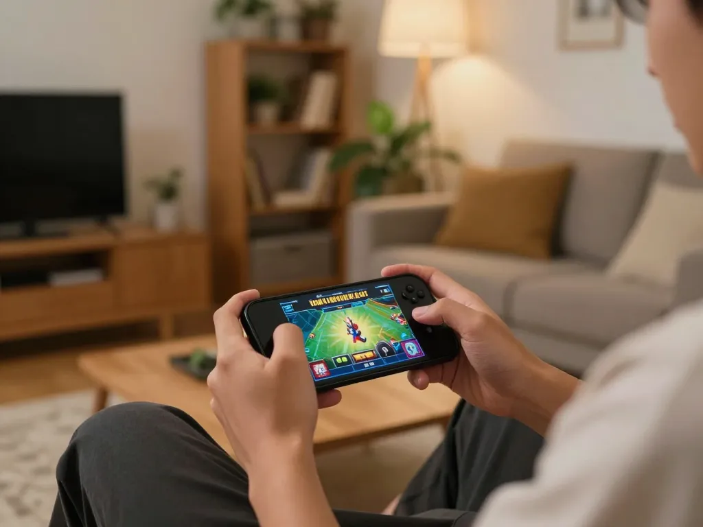 Engaging in kdslot mobile gaming from a cozy home setup, showcasing strategy and excitement