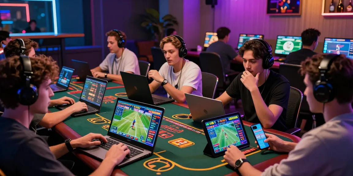 Players enjoying an immersive gaming session on Playexch247 with vibrant screens and devices.