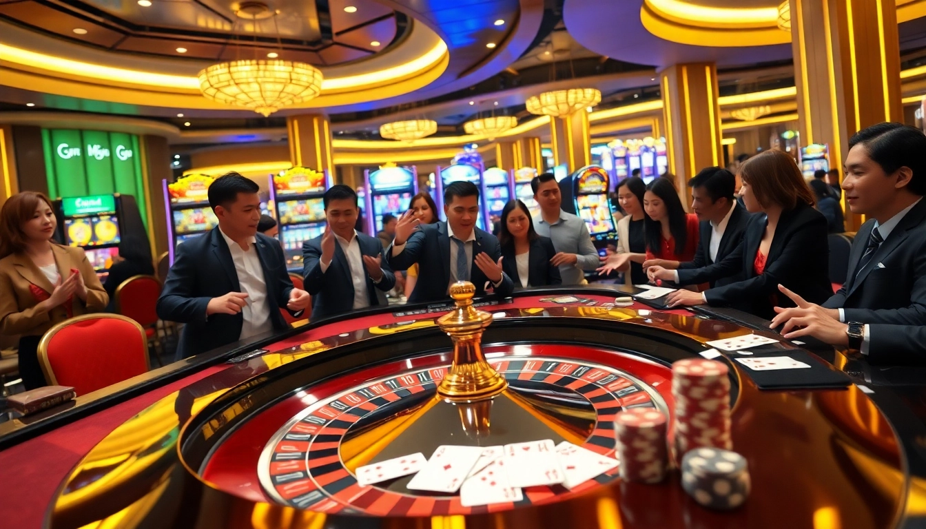 Experience the thrill of betting at NHÀ CÁI B8, a luxurious casino with vibrant gaming tables and slots.