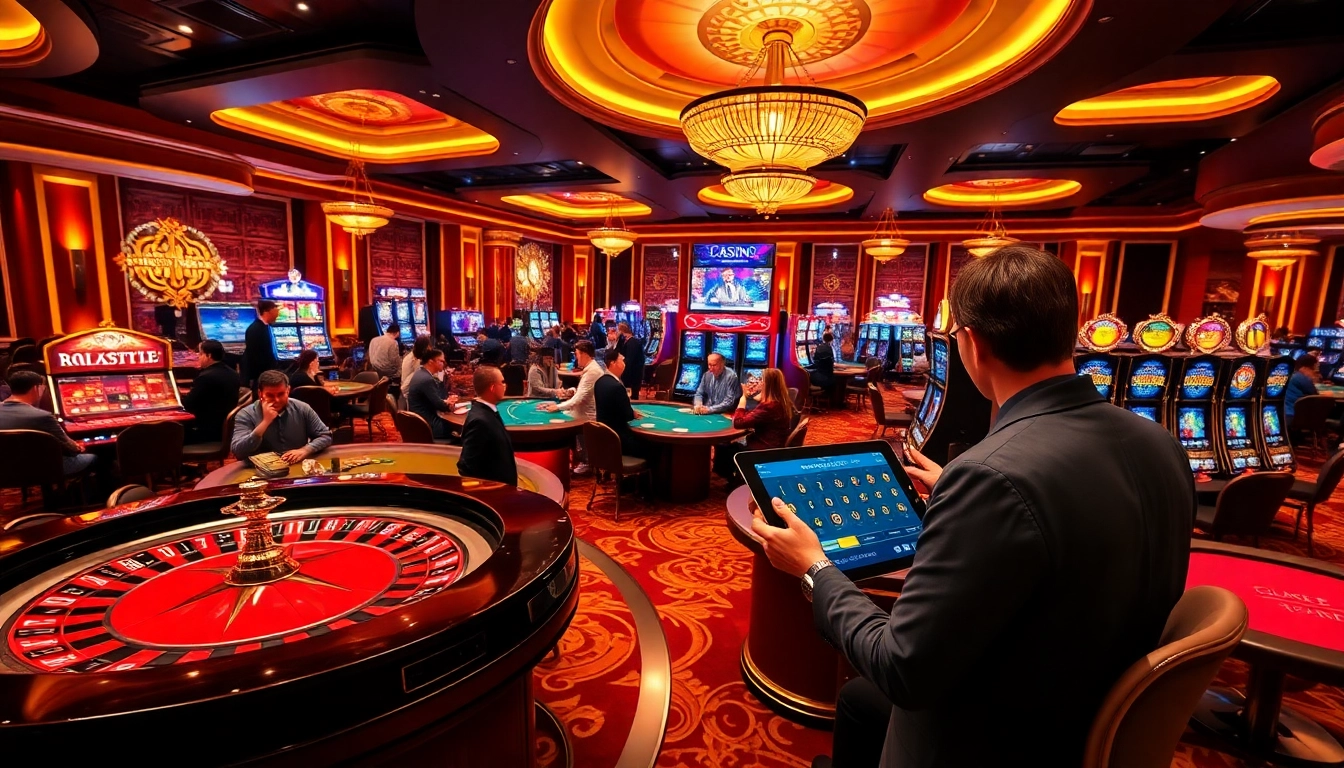 Experience the thrill of online gaming at https://23win1.it.com with vibrant casino scenes and live action.