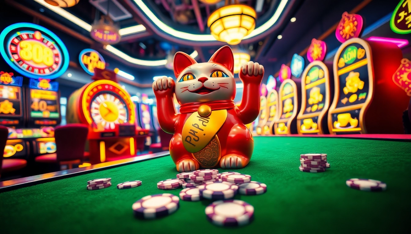 Play exciting casino games with the Lucky Neko, a symbol of good fortune and winning potential.