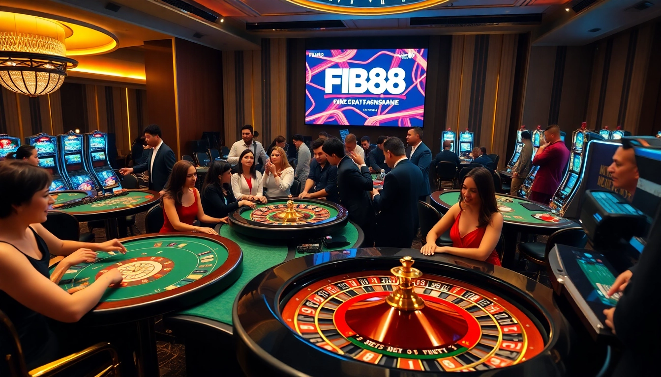 Experience high-stakes gaming at FB68 with thrilling poker and slot action in a luxurious casino setting.