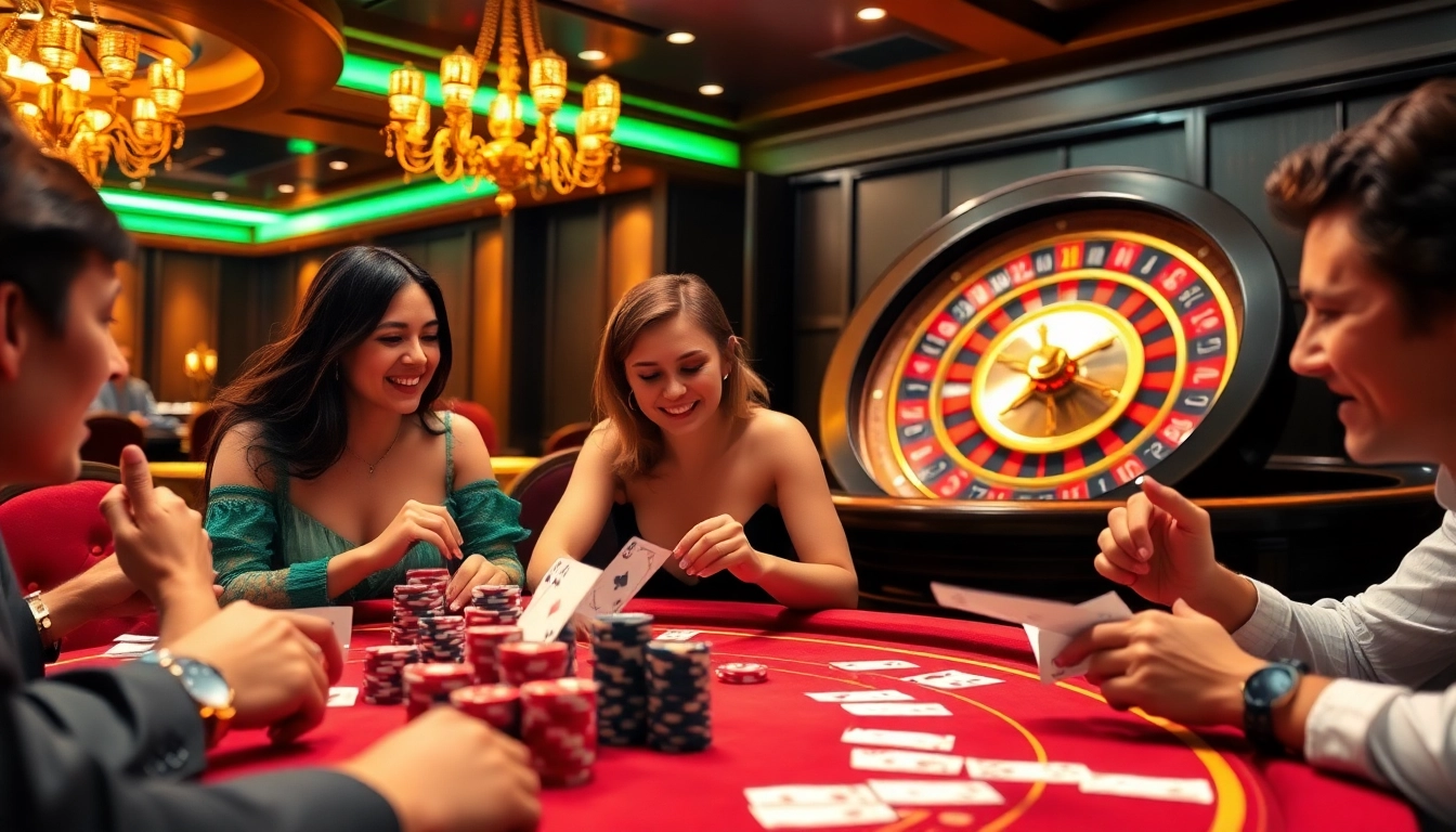 Experience thrilling poker gameplay at https://kjc.ad/, set in a luxurious casino atmosphere.