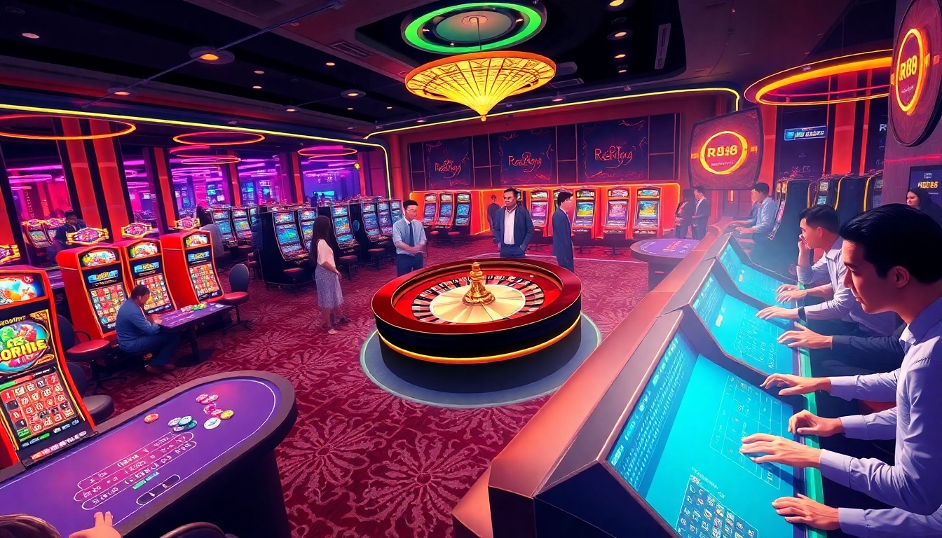 Experience the excitement of casino gaming at trang chủ rr88 with vibrant tables and engaged players.