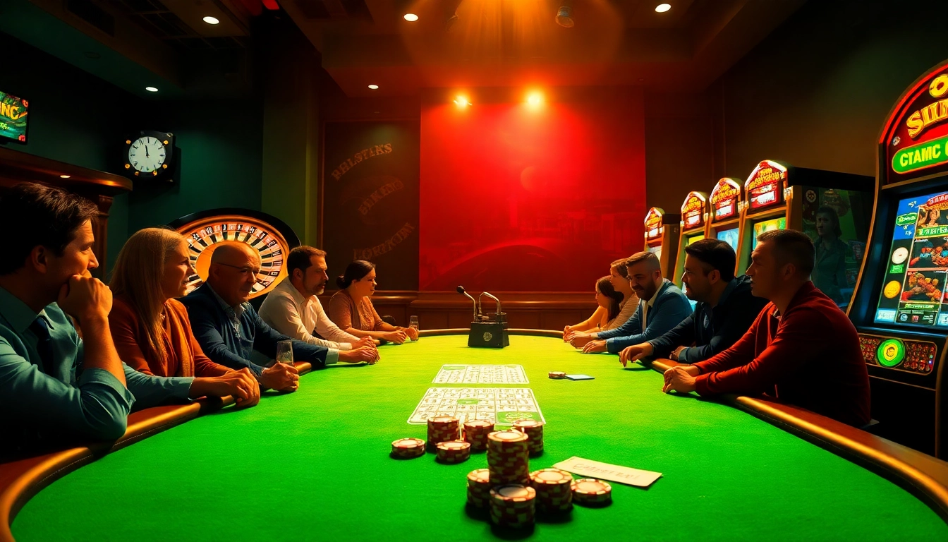 Experience the excitement of gaming at trang chủ thabet with a luxurious casino scene featuring poker and roulette.