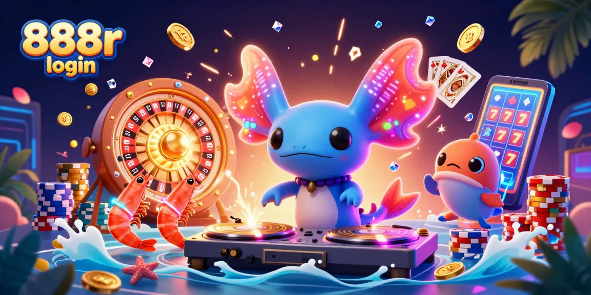 Experience the vibrant 888r login world with lively characters and exciting casino elements.