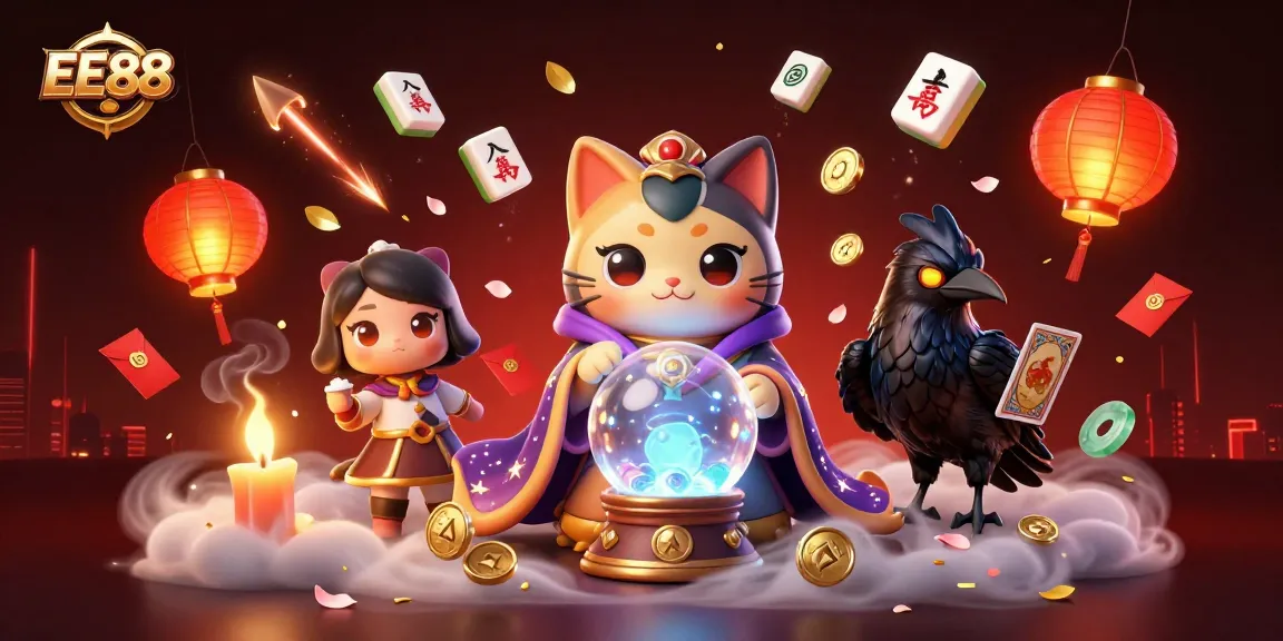 Experience exciting gambling adventures at EE88 with vibrant casino illustrations and magical elements.